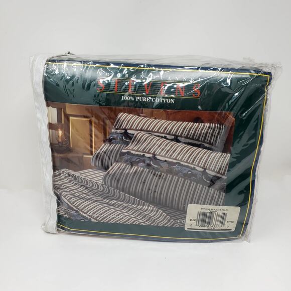 Stevens & Co 1970s "Ducks" Flannel Twin Size Complete Sheet Set Vintage NIP - Picture 2 of 9